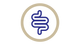 Blue icon of a colon inside a beige circle on a white background
